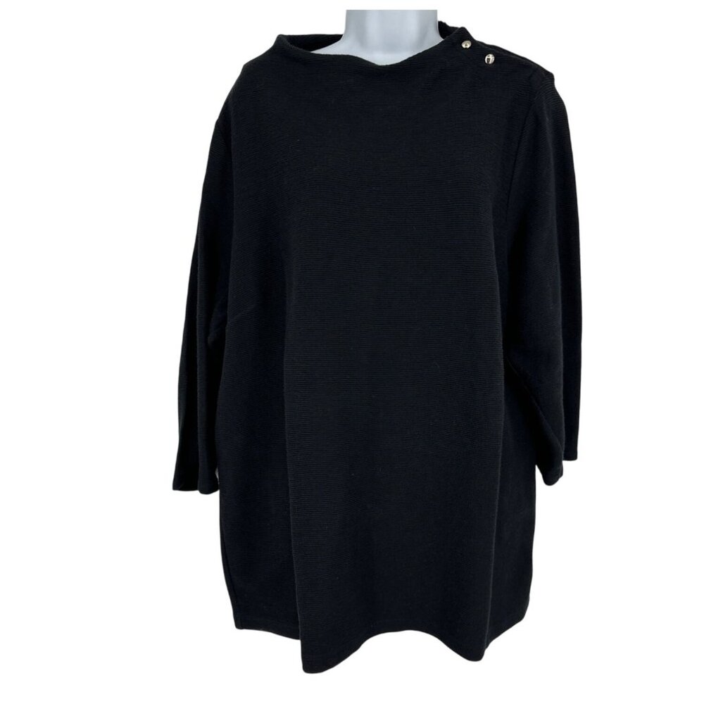Talbots Black Textured Knit‎ Long Sleeve Pullover Sweater Women's Size 2X